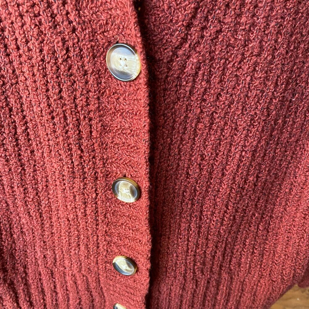 AEO Rust Orange Red Knit Cozy Cardigan Sweater Womens Size Large New - Picture 5 of 9